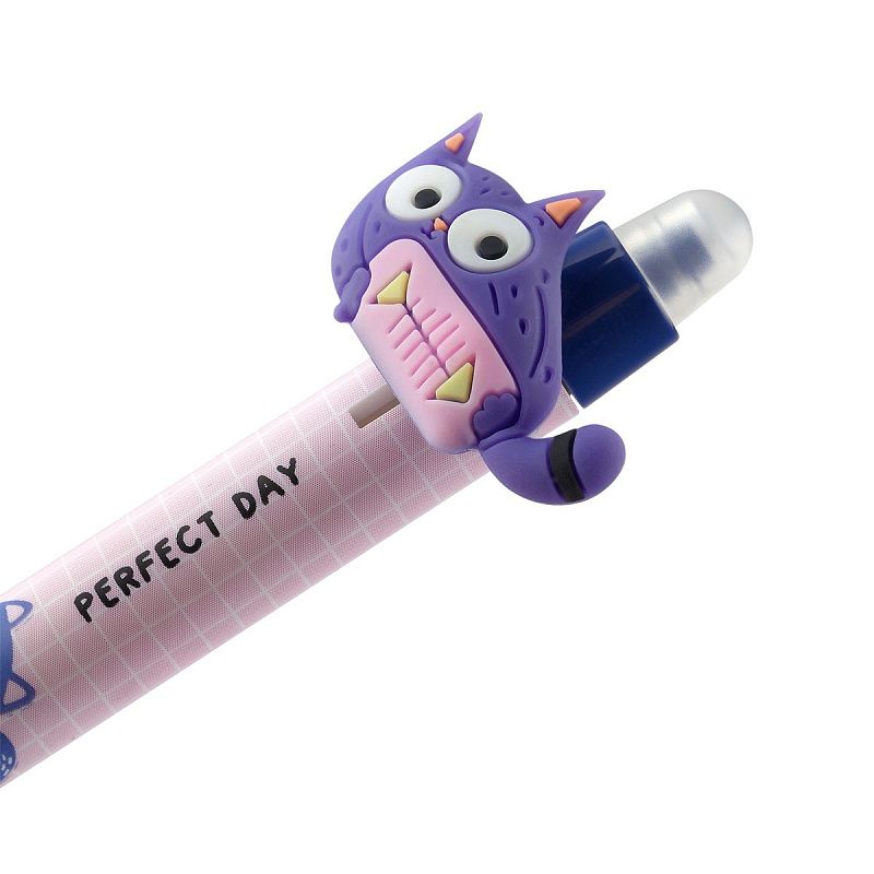 Ручка гелевая стираемая автоматическая MESHU "Cool cats" синяя, 0,5мм, корпус ассорти, с топпером 