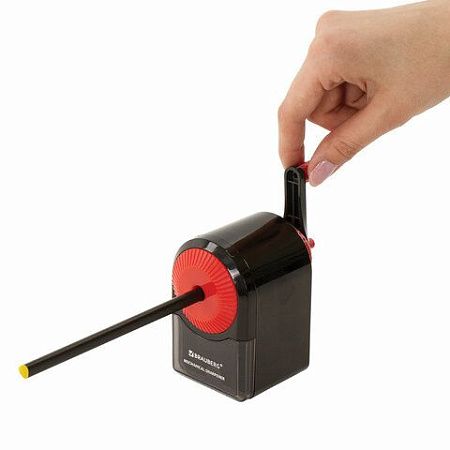 Точилка механическая BRAUBERG "ULTRA", для чернографитных и цветных карандашей, крепление к столу, корпус черный с красным, 228626 