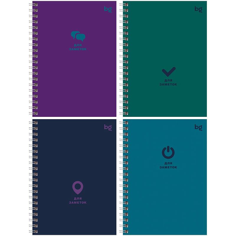 Записная книжка А6 80л., на гребне BG "Monocolor. Dark", глянцевая ламинация, твердая обложка