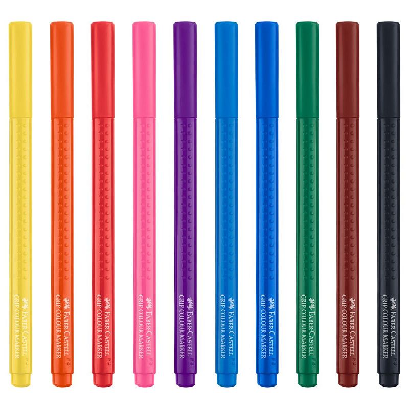 Фломастеры Faber-Castell "Grip", 10цв., трехгранные, смываемые, пластик. уп., европодвес