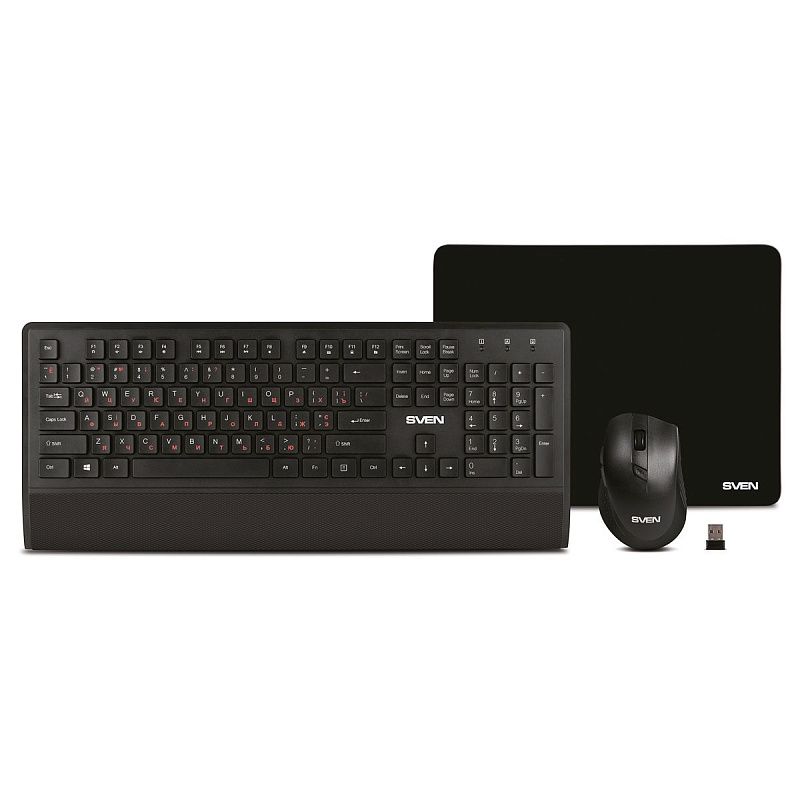 Комплект беспроводной клавиатура + мышь + коврик Sven KB-C3800W, USB, черный