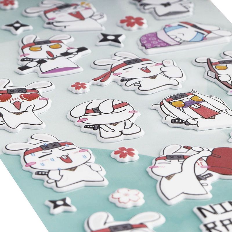 Наклейки объемные MESHU "Ninja Rabbit", 10*23см, инд. уп., европодвес
