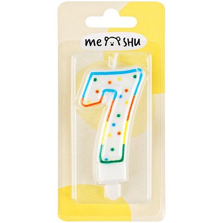 Свеча для торта с держателем MESHU "Цифра 7", 8,5см, блистер