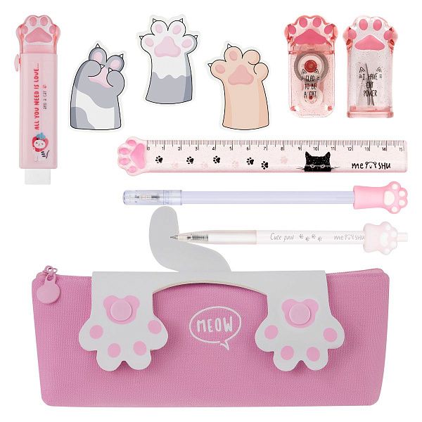 Набор канцелярских принадлежностей подарочный MESHU "Cute Paws", 8 предметов