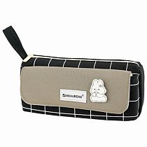 Пенал мягкий BRAUBERG, 1 отделение, карман на липучке, значок, 22х10х6 см, Black checkered, 273579 Пенал мягкий BRAUBERG, 1 отделение, карман на липучке, значок, 22х10х6 см, Black checkered, 273579