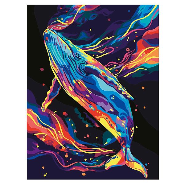 Картина по номерам на картоне ТРИ СОВЫ "Синий кит", 30*40, с акриловыми красками и кистями