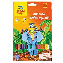 Карандаши цветные Мульти-Пульти "Енот в Индии", 18цв., заточен., картон, европодвес
