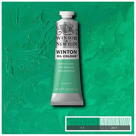 Краска масляная художественная Winsor&Newton "Winton", 37мл, туба, зеленый изумруд
