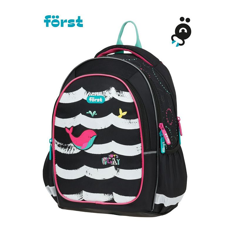 Рюкзак Först F-Cute "Whale" 37*29*17см, 3 отделения, 2 кармана, эргономичная спинка 