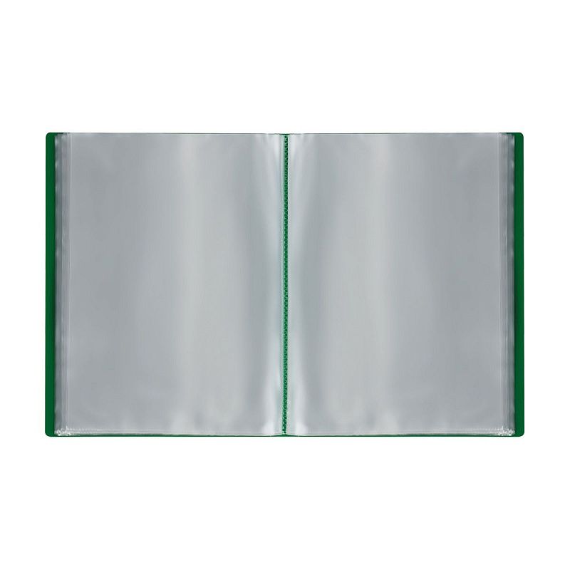 Папка со 100 вкладышами СТАММ А4, 30мм, 600мкм, пластик, зеленая 