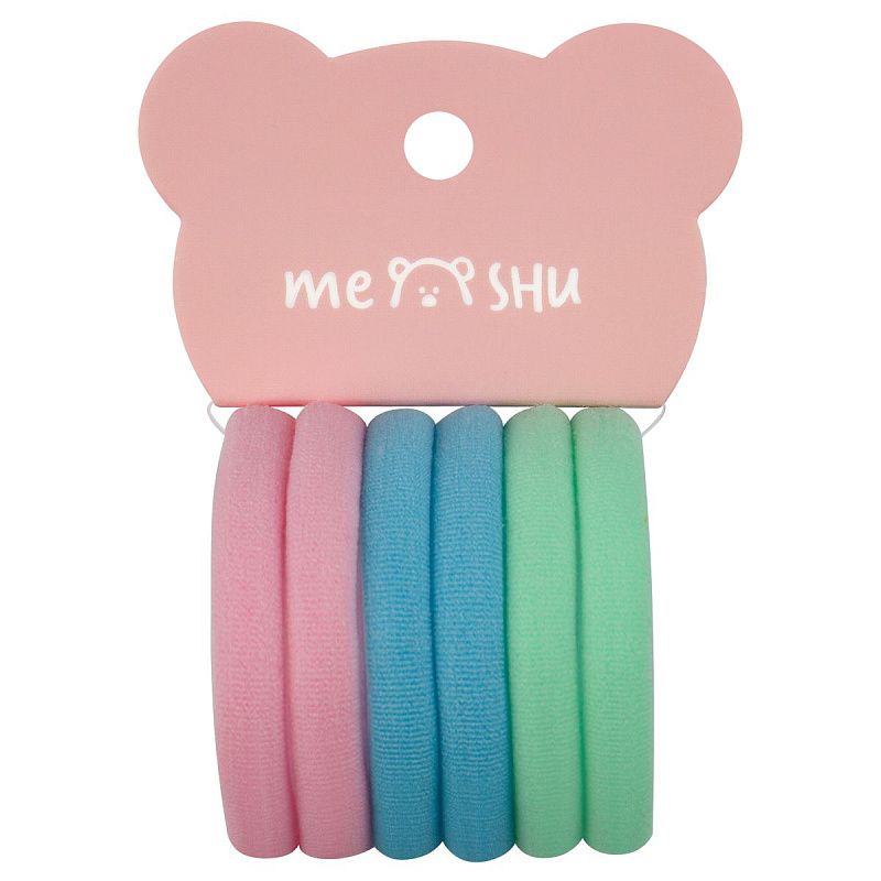 Резинки для волос MESHU "Essence", пастельные ассорти, 6шт., диаметр 4см, европодвес