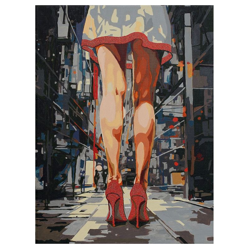 Картина по номерам на холсте с глиттером ТРИ СОВЫ "Ритм города", 30*40, с акриловыми красками и кистями