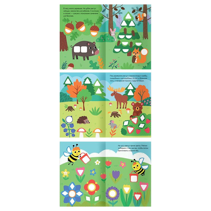 Книжка с наклейками, А5 ТРИ СОВЫ "Узнаю цвета и формы", 8стр.