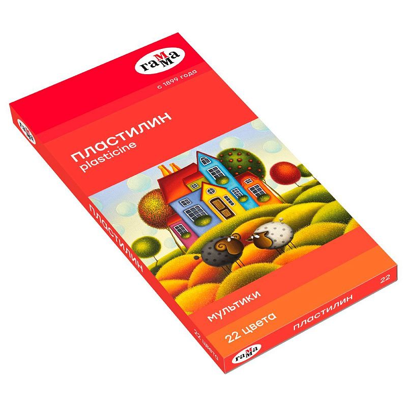 Пластилин Гамма "Мультики", 22 цвета, 440г, со стеком, картон. упаковка