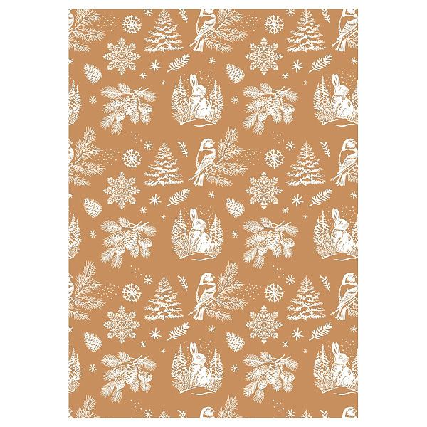 Упаковочная бумага крафт 70*100см, MESHU "Winter forest", 70г/м2