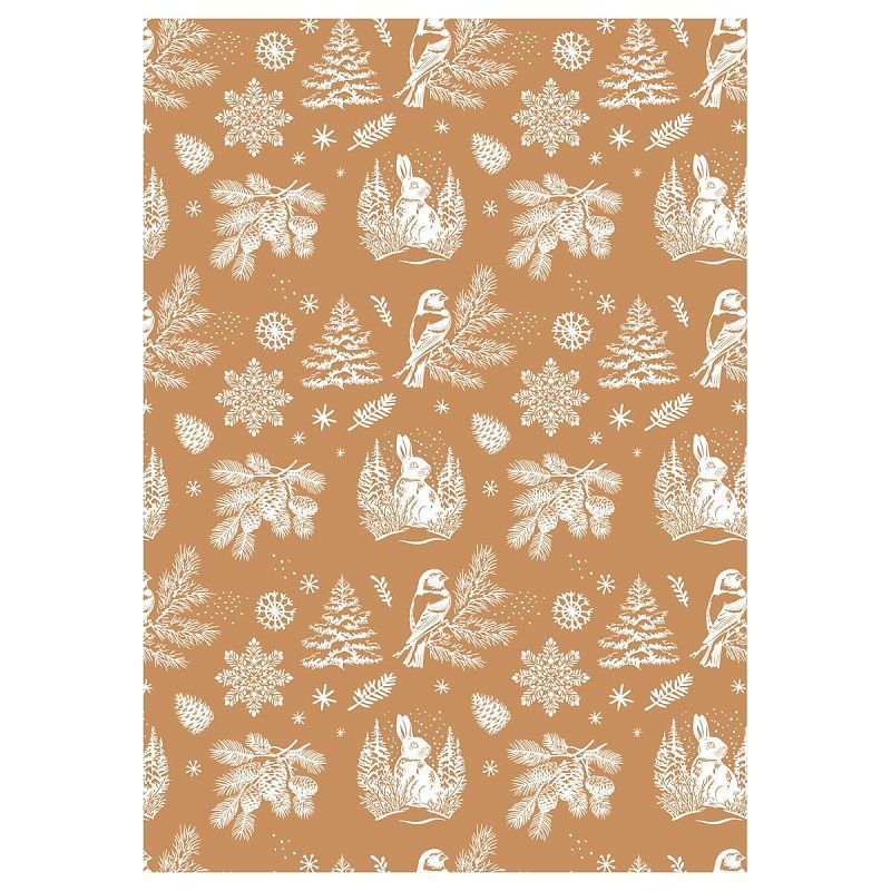 Упаковочная бумага крафт 70*100см, MESHU "Winter forest", 70г/м2