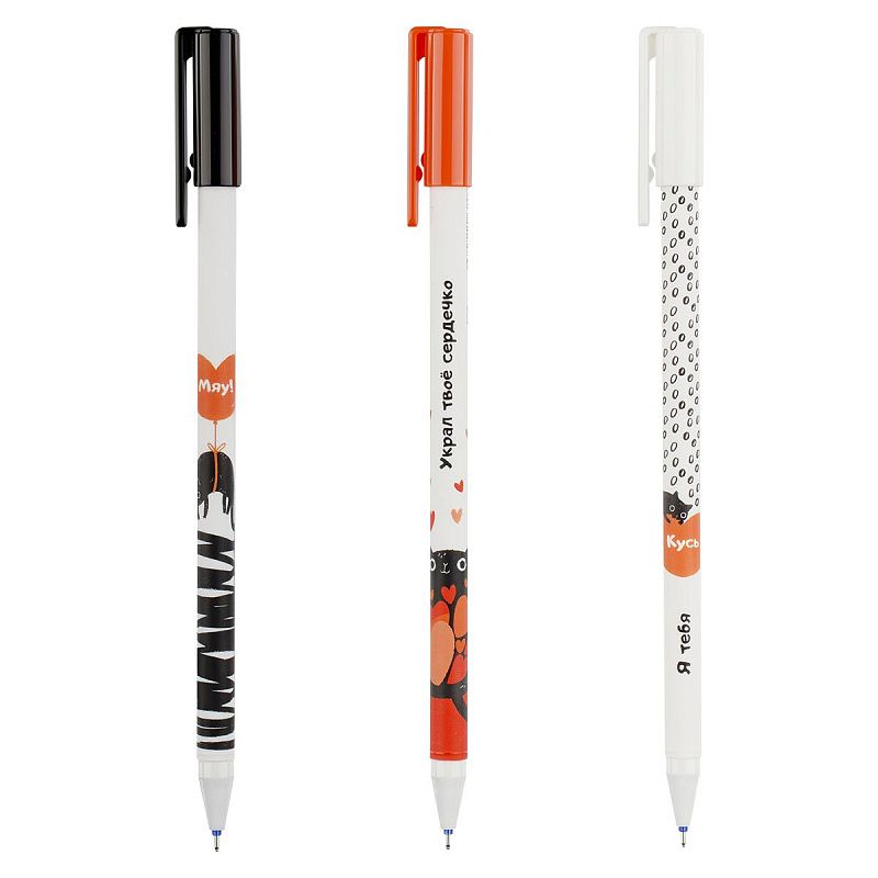 Ручка гелевая стираемая MESHU "Cats love" синяя, 0,5мм, корпус ассорти 