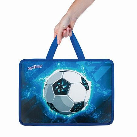 Папка на молнии с ручками ЮНЛАНДИЯ А4, 1 отделение, пластик, 80 мм, Football, 272158 