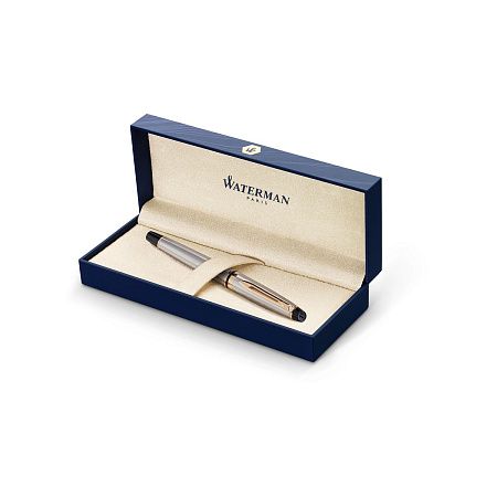 Ручка перьевая Waterman "Expert Stainless Steel GT", синий, 0,8мм, подарочная упаковка 