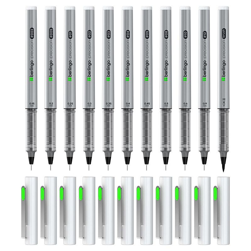 УЦЕНКА - Набор линеров пигментных Berlingo "Precision" черные, 11шт., европодвес (осн 375115) 
