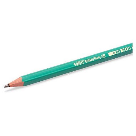 Карандаш чернографитный BIC, 1 шт., "Evolution", HB, с резинкой, пластиковый, корпус зеленый, заточенный, 8803323 