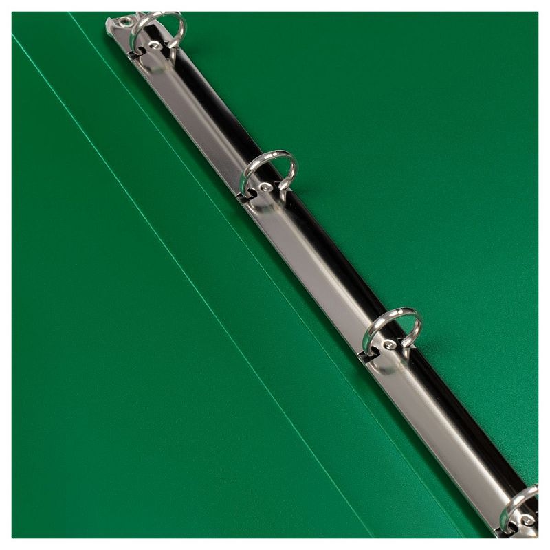 Папка на 4 кольцах СТАММ "Стандарт" А4, 25мм, 700мкм, пластик, зеленая 