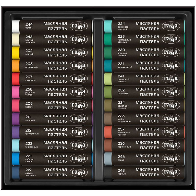 Пастель масляная Гамма, 24 цвета, картон. упаковка
