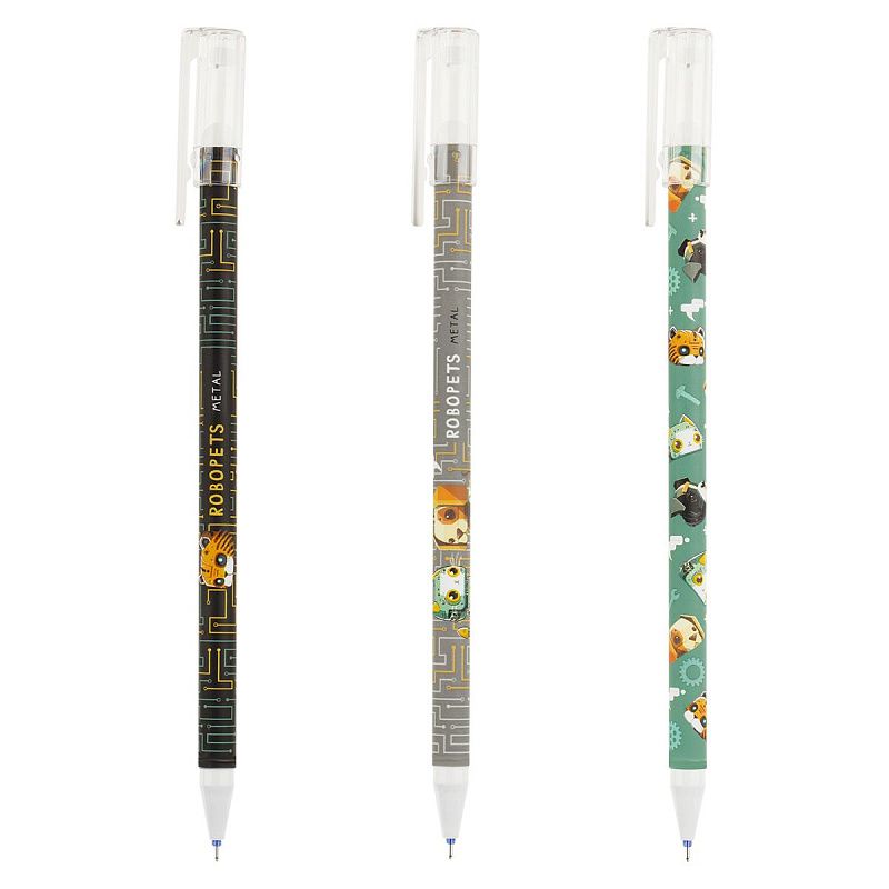 Ручка гелевая стираемая MESHU "Robopets" синяя, 0,5мм, корпус ассорти 