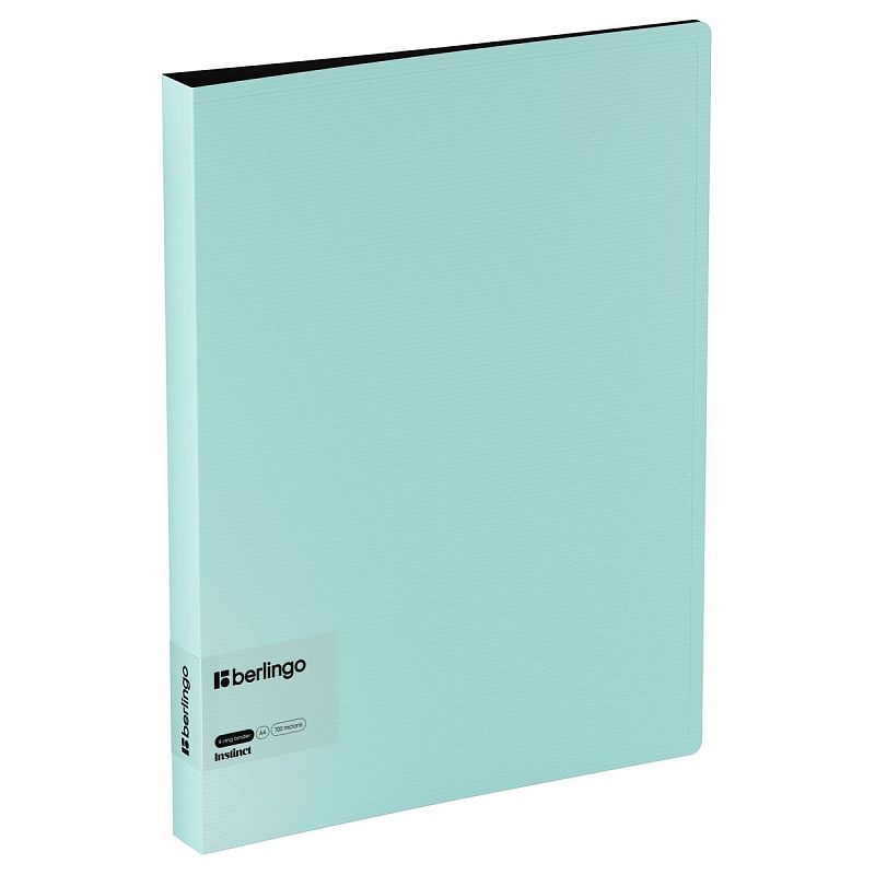 Папка на 4 кольцах Berlingo "Instinct" А4, 35мм, 700мкм, D-кольца, с внутр. карманом, аквамарин