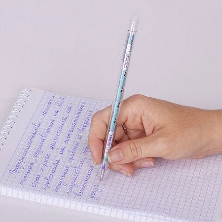 Ручка стираемая гелевая ЮНЛАНДИЯ "Щенята", СИНЯЯ, корпус ассорти, узел 0,5 мм, линия письма 0,35 мм, 143660 