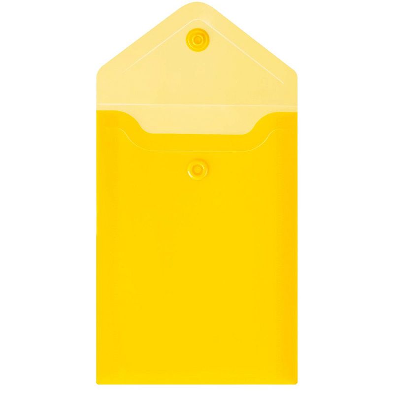 Папка-конверт на кнопке СТАММ А6 (105*148мм), 150мкм, пластик, прозрачная, желтая 