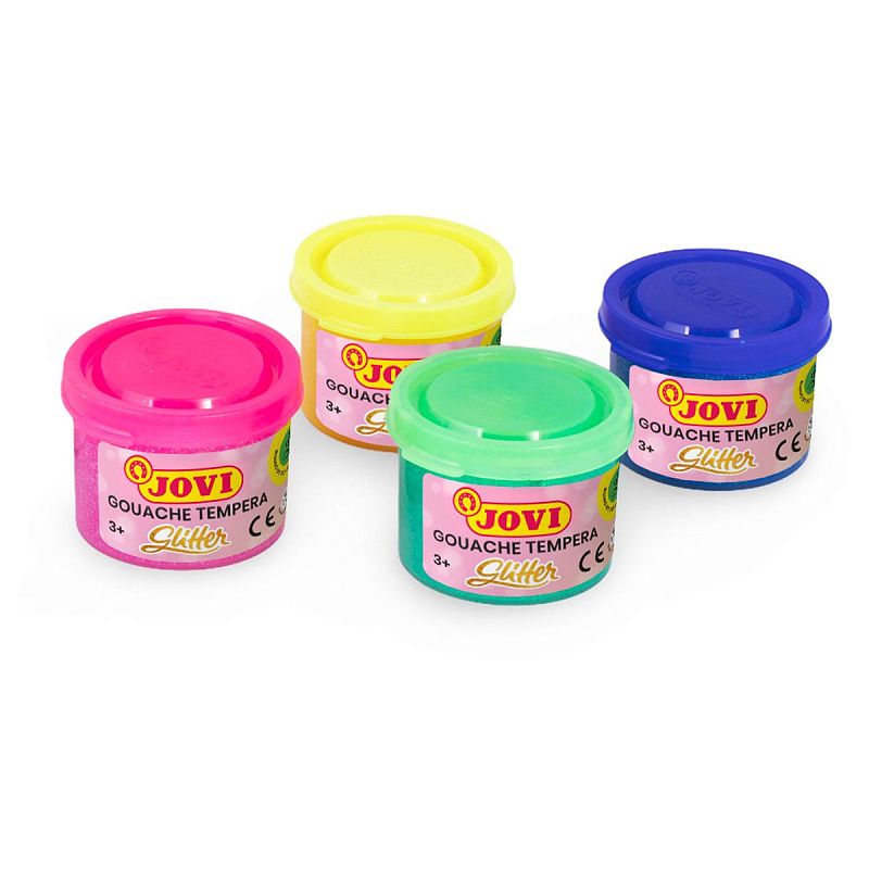 Гуашь JOVI, 06 цветов, с кистью, с блестками, картонная коробка