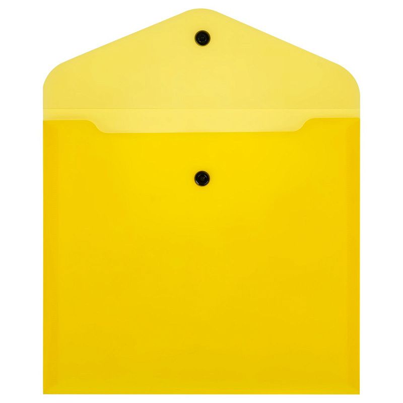 Папка-конверт на кнопке СТАММ А5+, 150мкм, пластик, прозрачная, желтая 