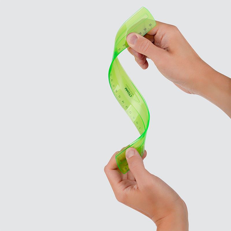 Линейка 30см СТАММ, пластиковая, гибкая, прозрачная, зеленая, европодвес 