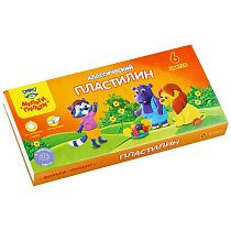 Пластилин Мульти-Пульти "Приключения Енота", 06 цветов, 120г, со стеком, картон