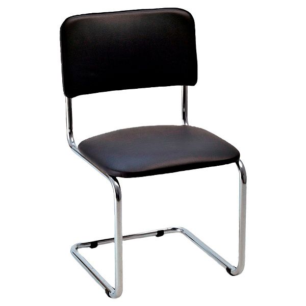 Стул Фабрикант "Cильвия", DO350, CH, каркас металл хром, кожзам черный BOX4