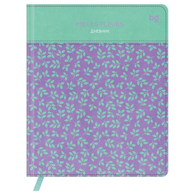 Дневник 1-11 кл. 48л. (твердый) BG "Pattern. Plants", иск. кожа, комбинирование материалов, печать, ляссе