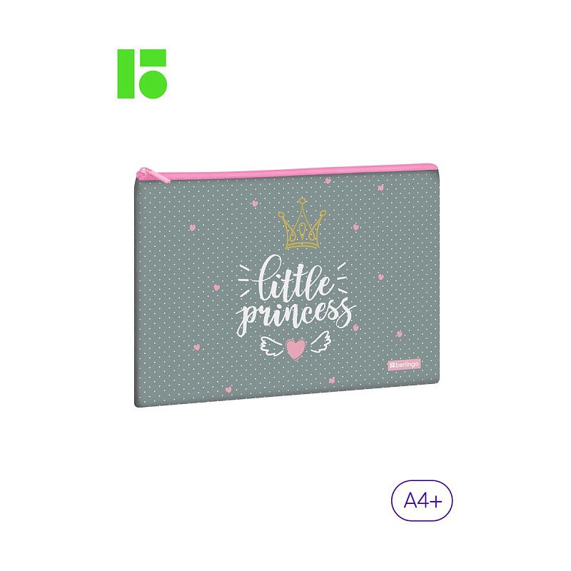 УЦЕНКА - Папка текстильная 1 отделение, А4 Berlingo "Princess", 335*245мм, полиэстер, на молнии (осн 352015) 