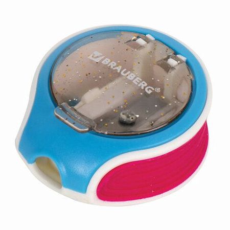 Точилка BRAUBERG "Mix Soft", пластиковая, с контейнером, корпус ассорти, 229585 