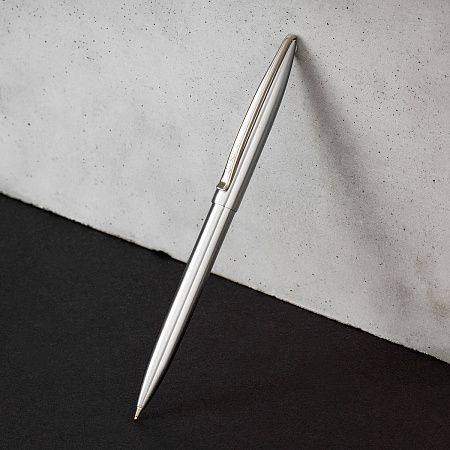 Ручка шариковая Luxor "Dyna" синяя, 1,0мм, корпус хром, кнопочный механизм, футляр 
