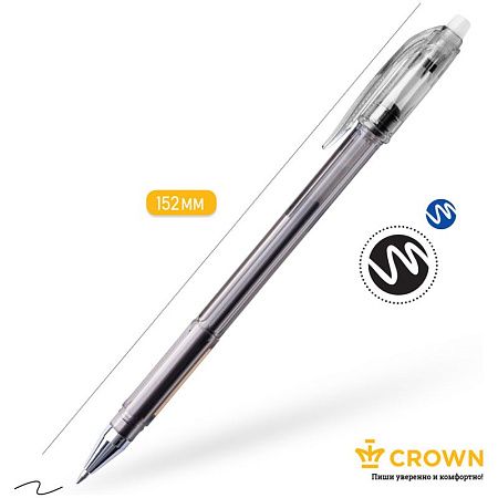 Ручка гелевая стираемая Crown "Erasable Jell" черная, 0,5мм 