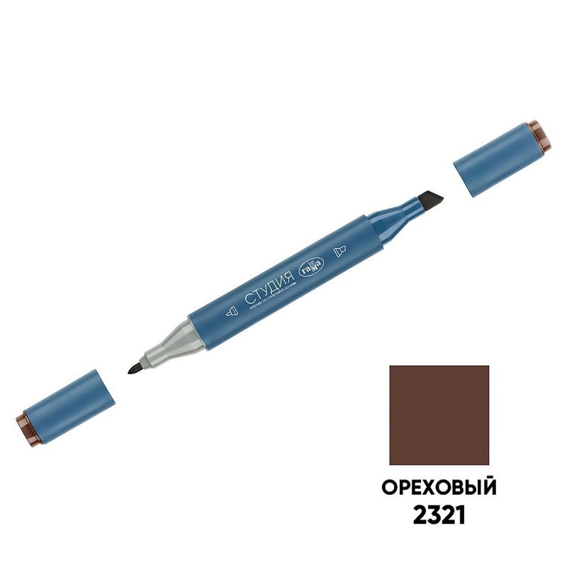 Маркер двусторонний для скетчинга Гамма "Студия", ореховый, корпус трехгранный, пулевид./клиновид. наконечники