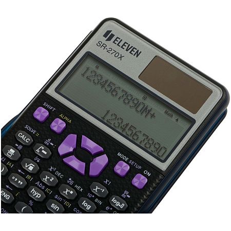 Калькулятор научный Eleven SR-270X, матричный дисплей, 417 функций, двойное питание, 81*165*16 мм, черный