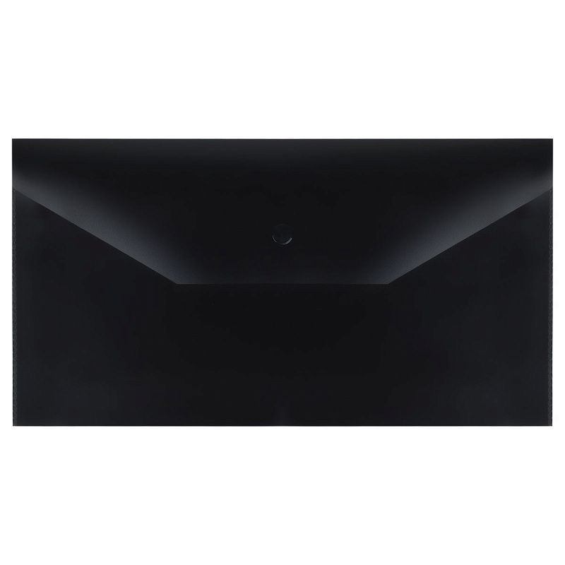 Папка-конверт на кнопке СТАММ С6+, 150мкм, пластик, непрозрачная, черная