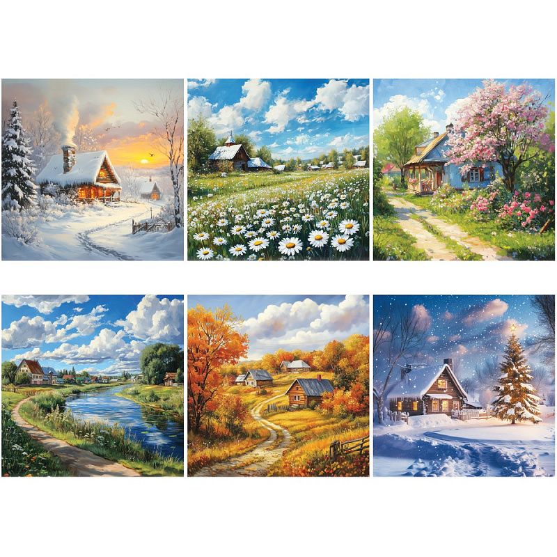 Календарь настенный перекидной на скрепке, 290*290 мм 6л. BG "Времена года", 2026г.