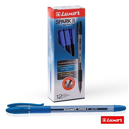 Ручка шариковая Luxor "Spark II" синяя, 0,7мм, грип 