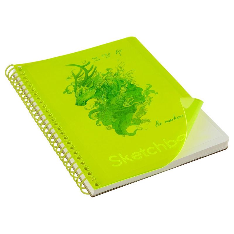 Скетчбук 40л., А5 BG "Neon. Yellow", на гребне, маркерная бумага 120г/м2