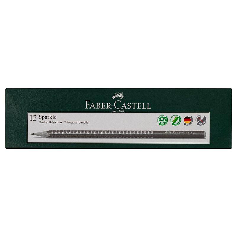 Карандаш ч/г Faber-Castell "Sparkle Black" B, трехгранный, заточен., черный/голубой металлик 