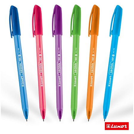 Ручка шариковая Luxor "InkGlide 100 Icy" синяя, 0,7мм, трехгран., корпус ассорти 