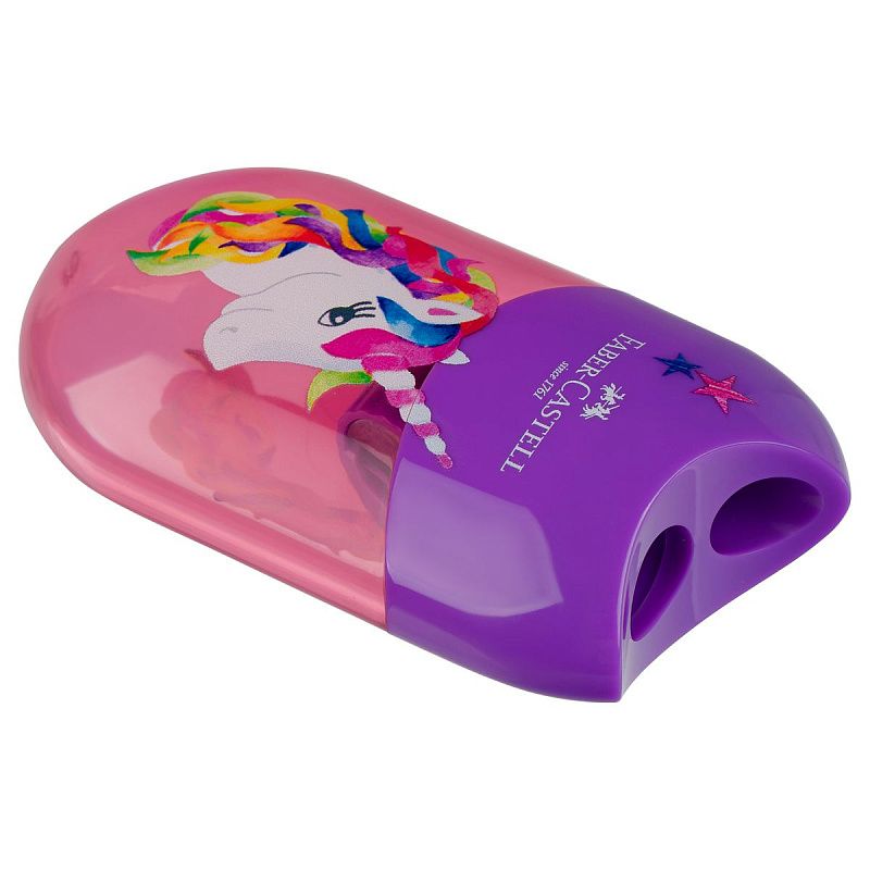 Точилка пластиковая Faber-Castell "Unicorn" 2 отверстия, контейнер 